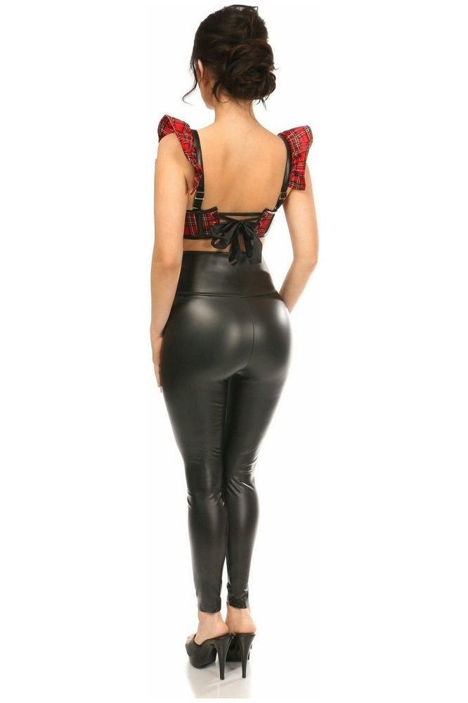 Lavish Red Plaid Underwire Bustier Top w/Removable Ruffle Sleeves - Daisy Corsets
