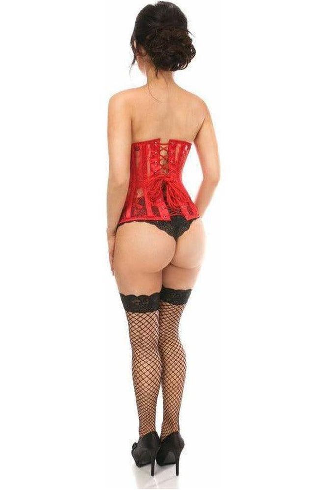 Lavish Red Sheer Lace Underwire Open Cup Underbust Corset - Daisy Corsets