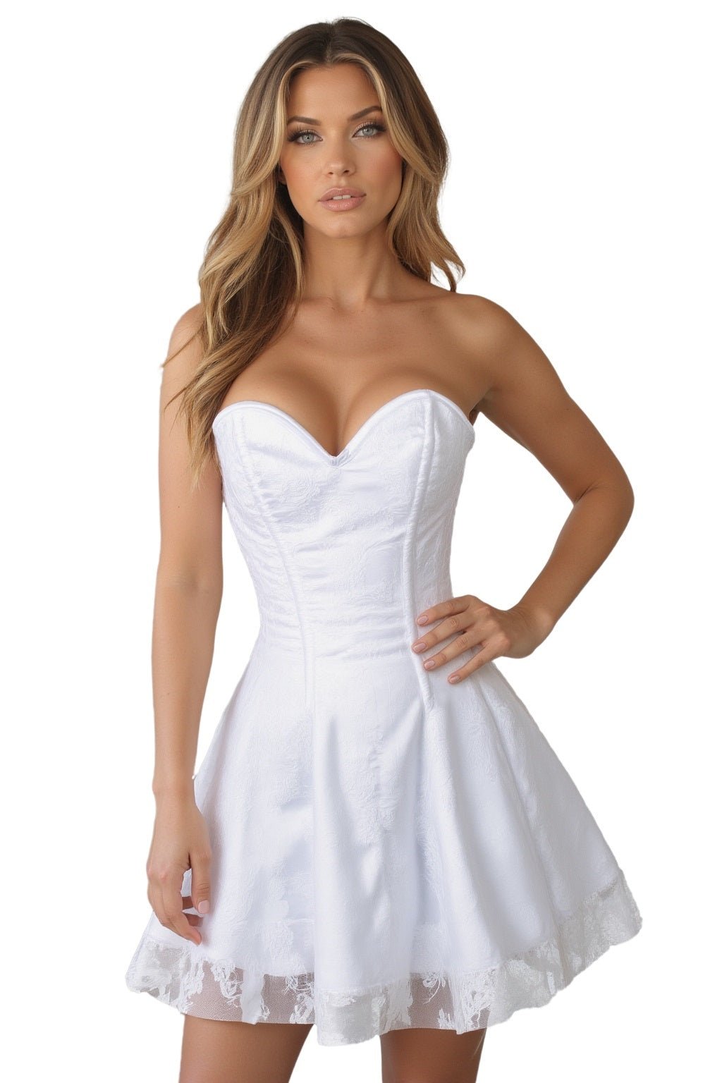 Lavish White Lace Corset Dress - Daisy Corsets