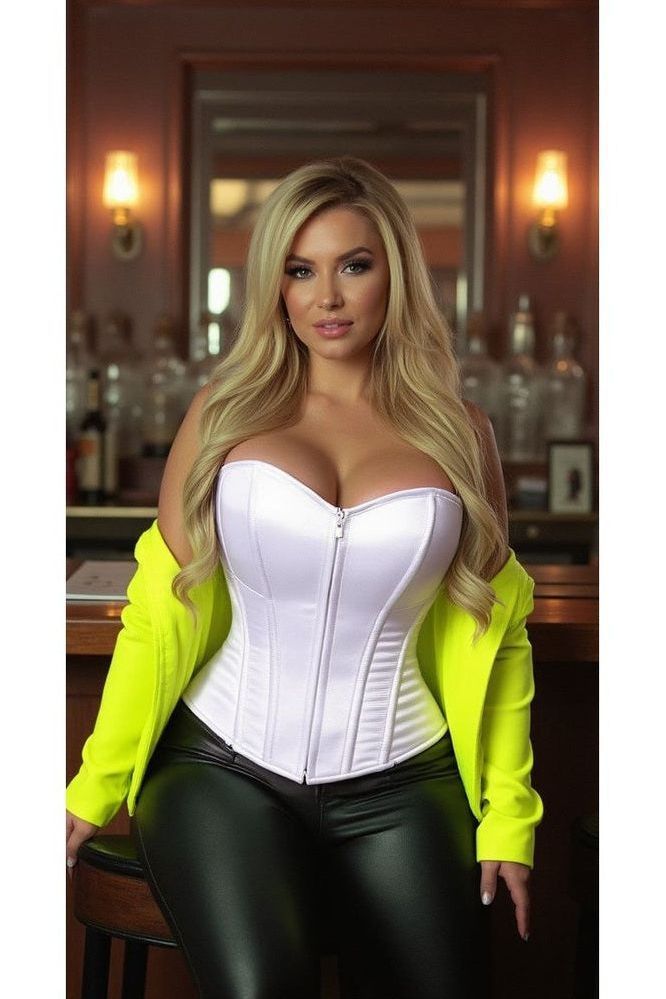 Lavish White Sweetheart Front Zipper Corset - Daisy Corsets