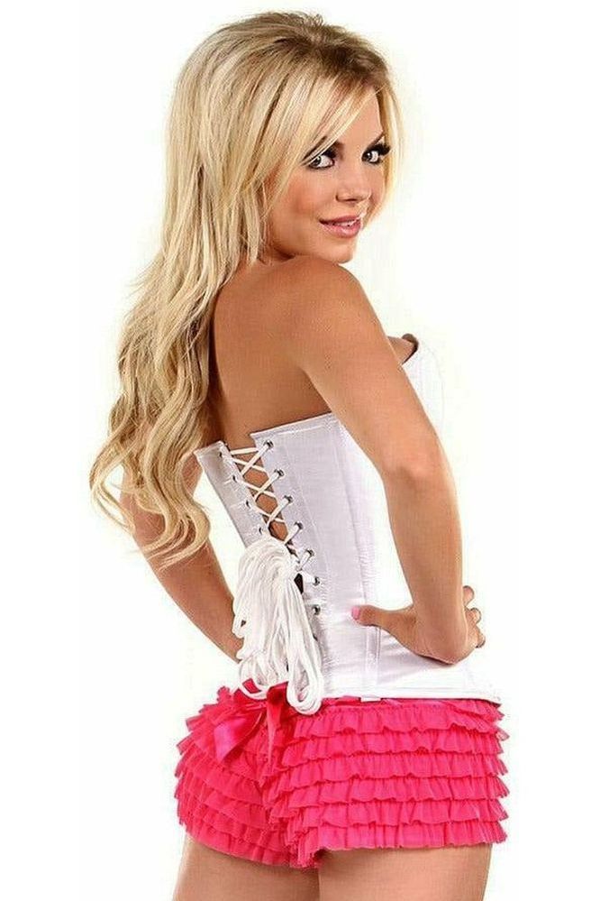 Lavish White Sweetheart Front Zipper Corset - Daisy Corsets