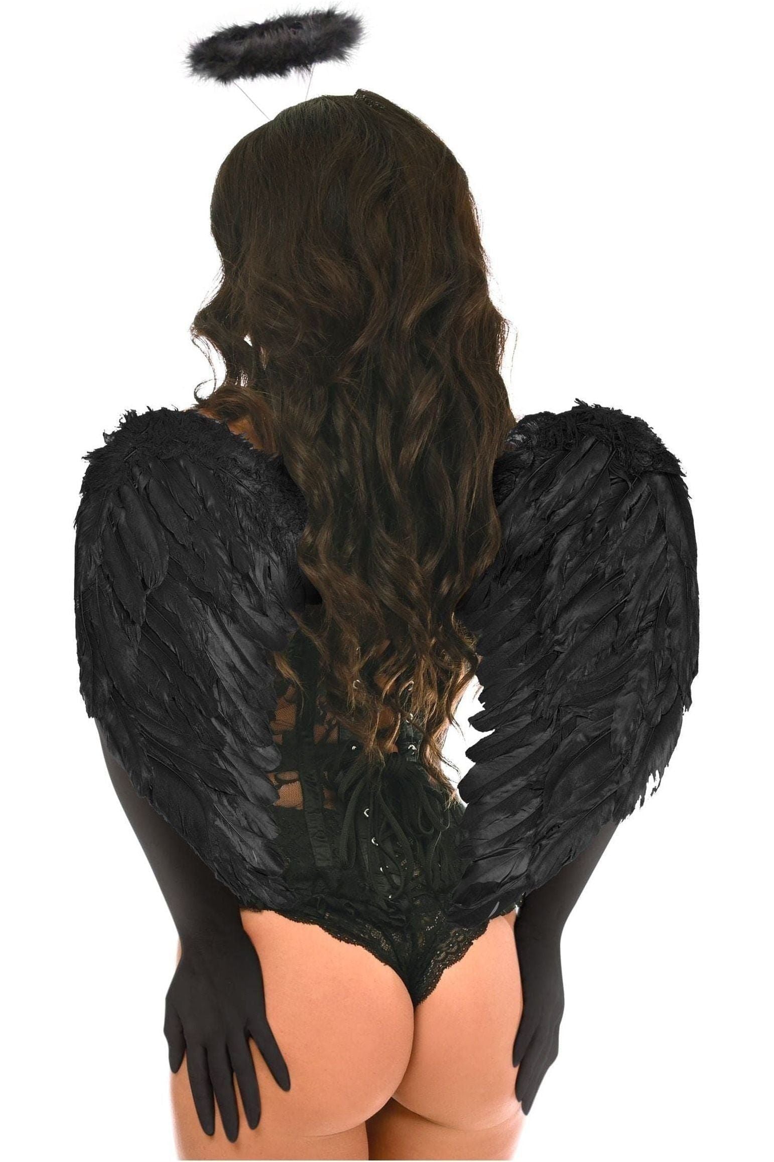 Top Drawer 4 PC Black Lace Dark Angel Corset Costume - Daisy Corsets