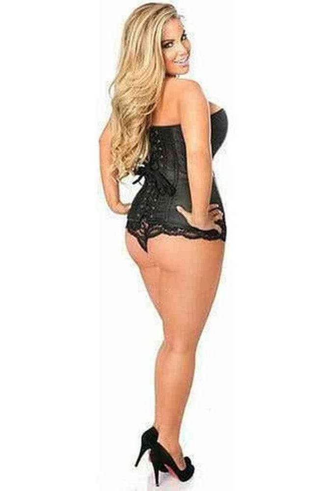 Top Drawer Black Brocade Steel Boned Corset - Daisy Corsets