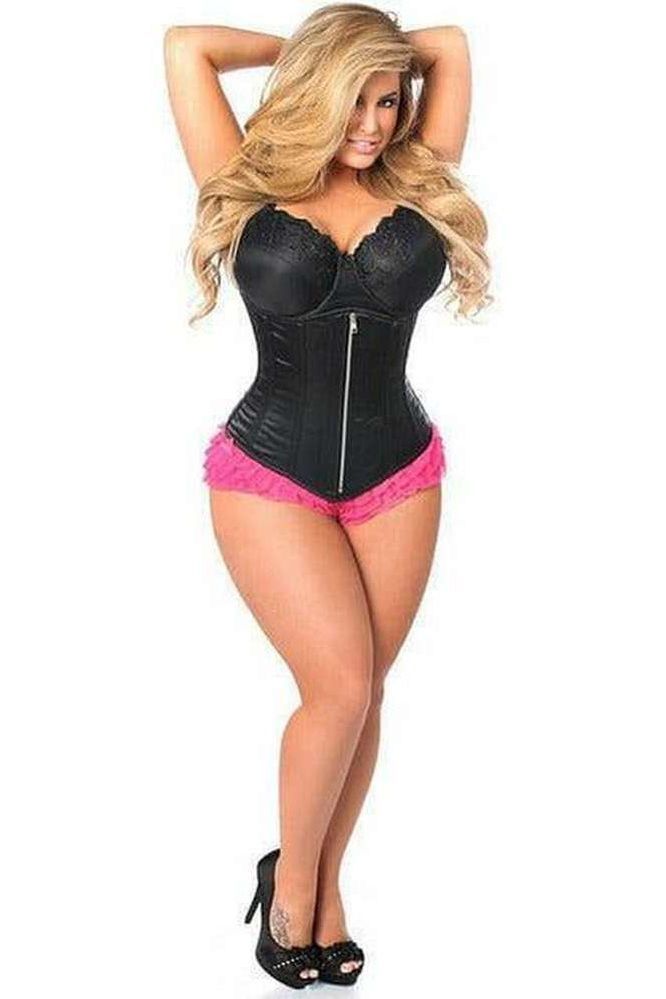 Top Drawer Black Satin Underbust Steel Boned Corset