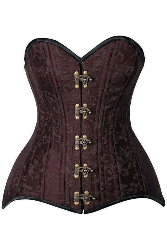 Top Drawer CURVY Brown Brocade Double Steel Boned Overbust Corset - Daisy Corsets