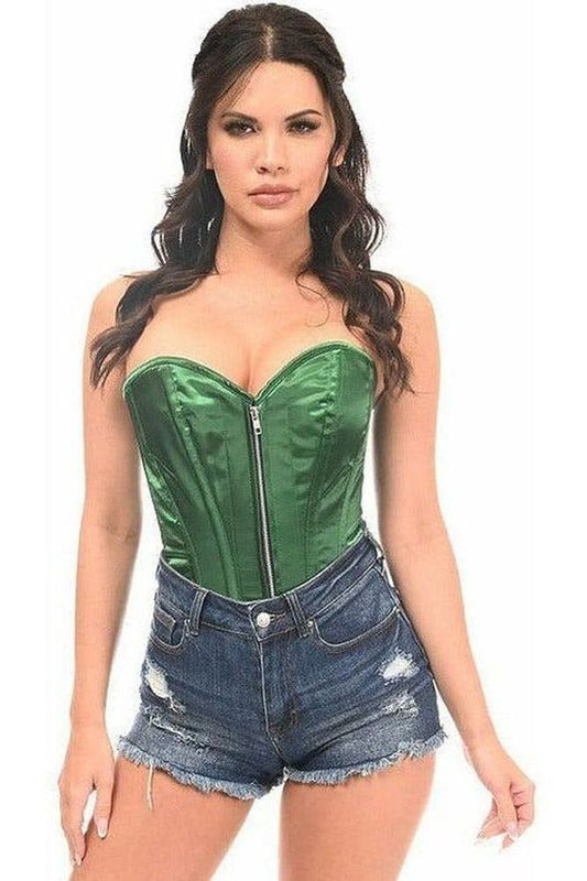 Top Drawer Dark Green Satin Steel Boned Corset - Daisy Corsets