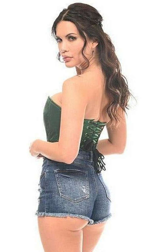 Top Drawer Dark Green Satin Steel Boned Corset - Daisy Corsets