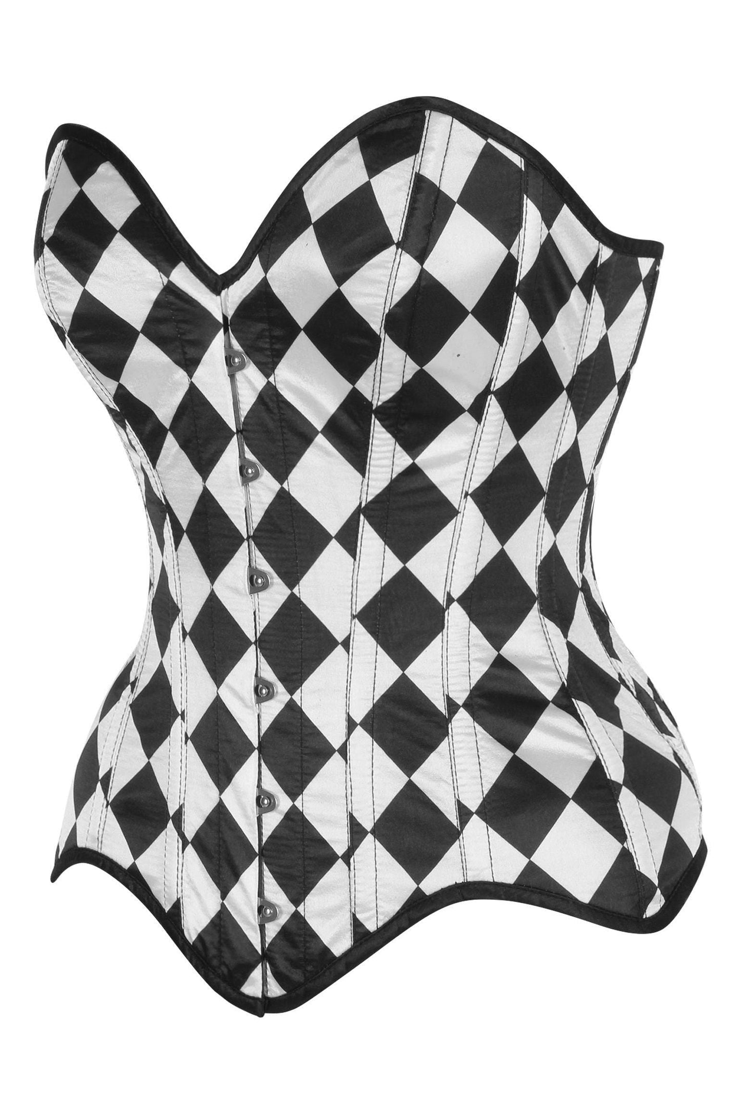 Top Drawer Diamond Print Satin Steel Boned Overbust Corset - Daisy Corsets