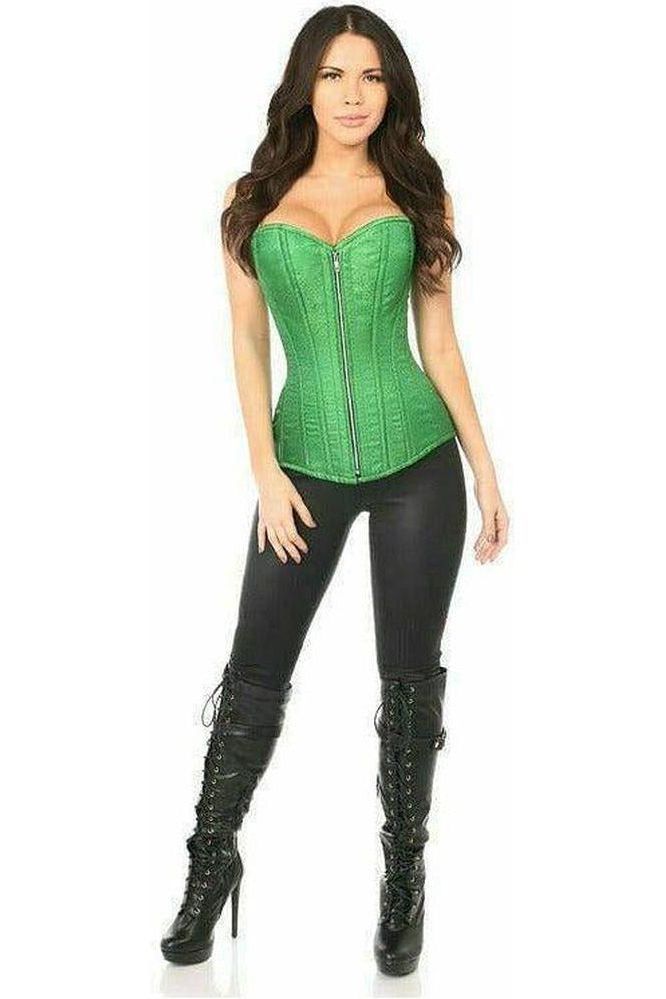 Top Drawer Emerald Green Brocade Steel Boned Corset - Daisy Corsets