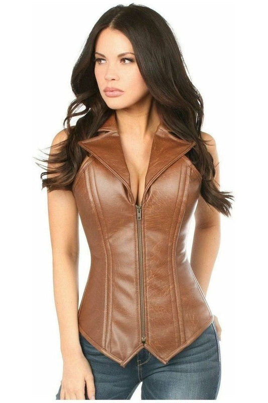 Top Drawer Faux Leather Steel Boned Corset - Daisy Corsets