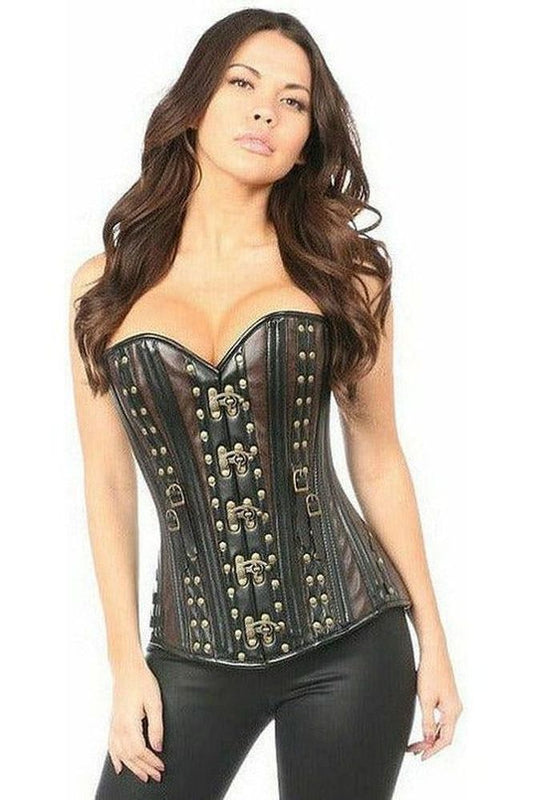 Top Drawer Faux Leather Steel Boned Corset w/Rivets