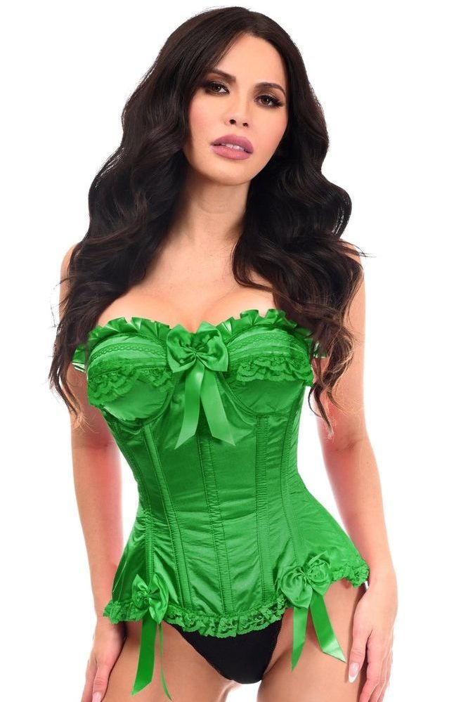 Top Drawer Green Satin Steel Boned Burlesque Corset - Daisy Corsets