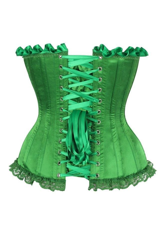 Top Drawer Green Satin Steel Boned Burlesque Corset - Daisy Corsets