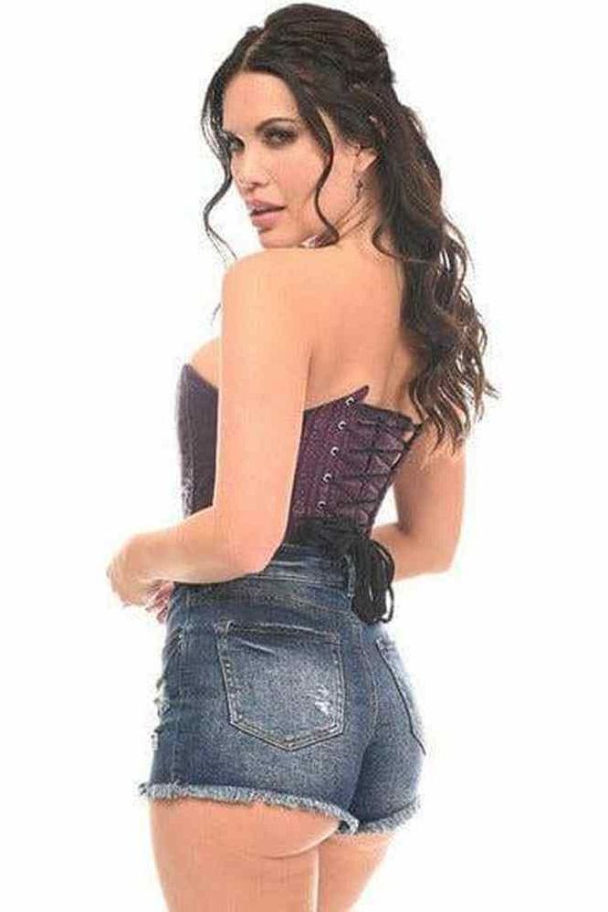 Top Drawer Plum Brocade Steel Boned Corset - Daisy Corsets