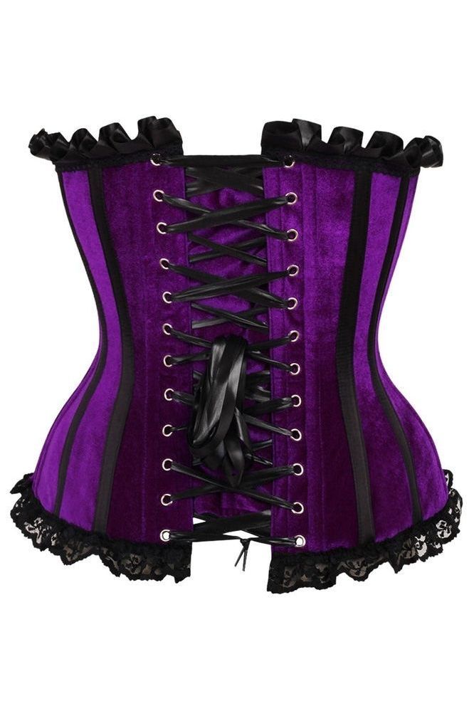 Top Drawer Purple Velvet Steel Boned Burlesque Corset - Daisy Corsets
