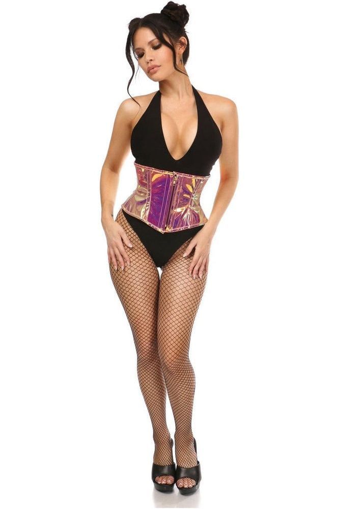 Top Drawer Rainbow Gold Holo Steel Boned Mini Cincher - Daisy Corsets