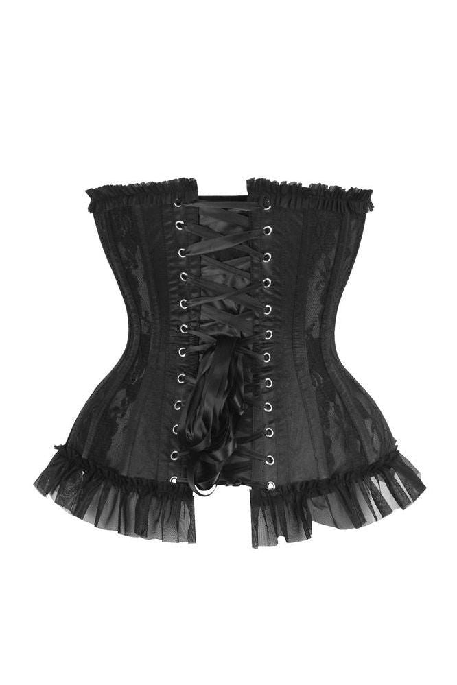 Top Drawer Steel Boned Black Lace Underwire Burlesque Underbust Corset Cincher - Daisy Corsets
