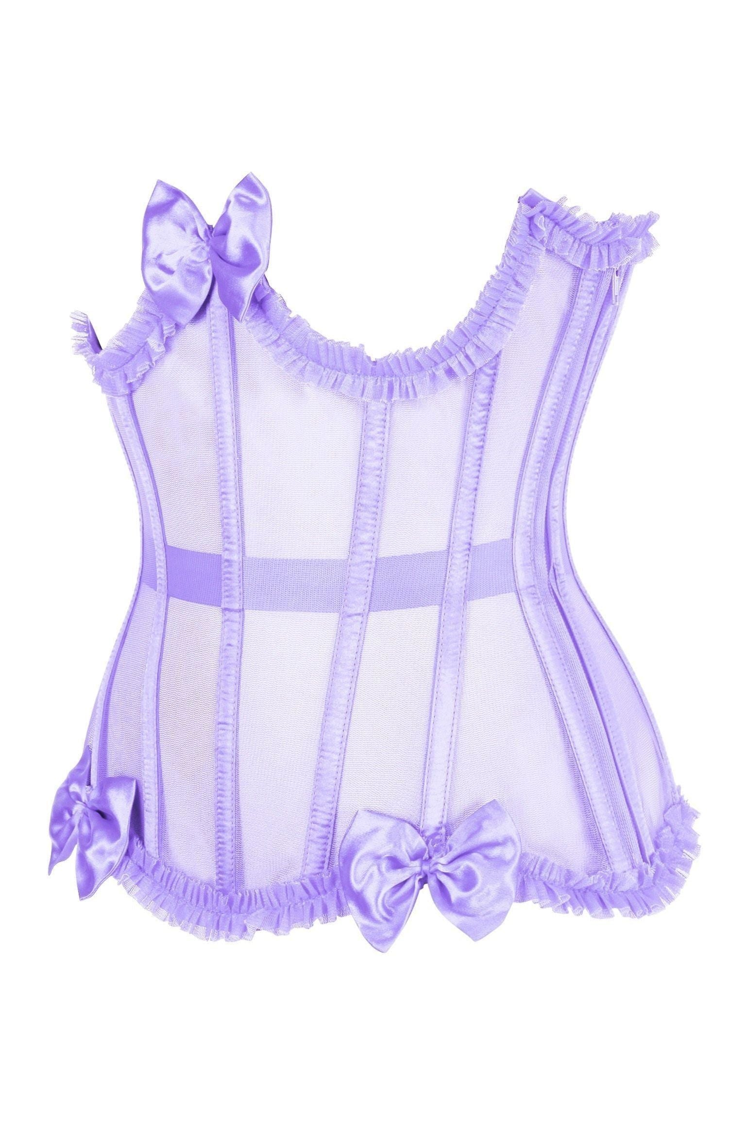 Top Drawer Steel Boned Lavender Mesh Underwire Burlesque Underbust Corset Cincher - Daisy Corsets