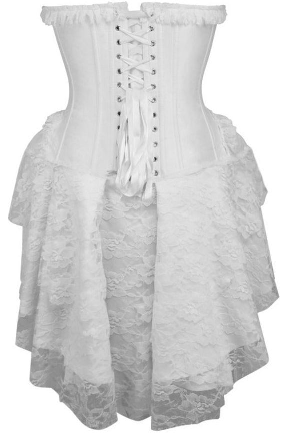 Top Drawer Steel Boned Strapless White Lace Victorian Corset Dress - Daisy Corsets