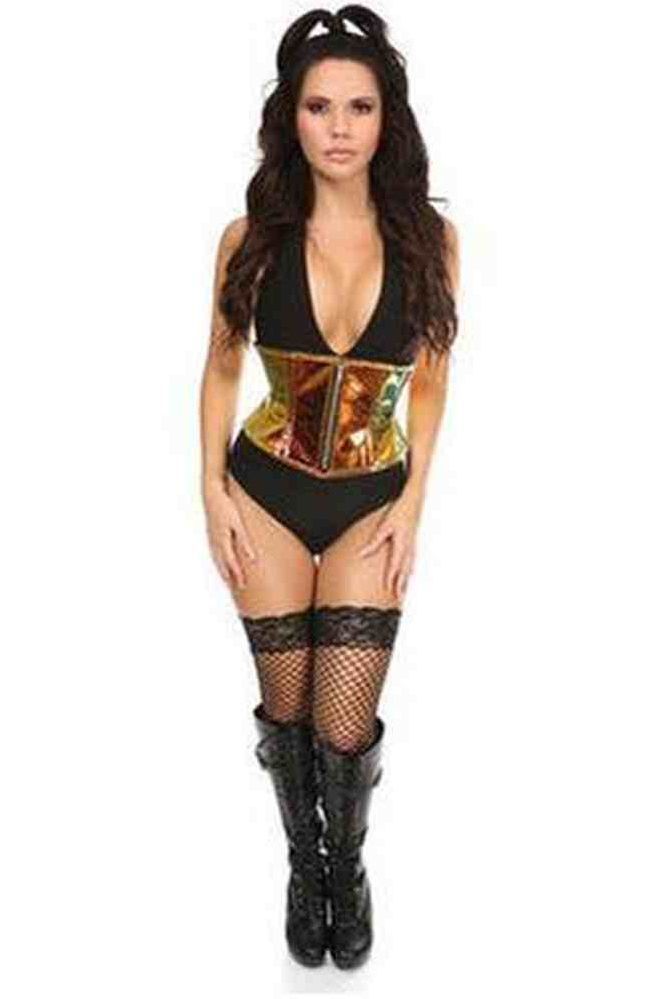 Top Drawer Sunset Holo Steel Boned Mini Cincher - Daisy Corsets