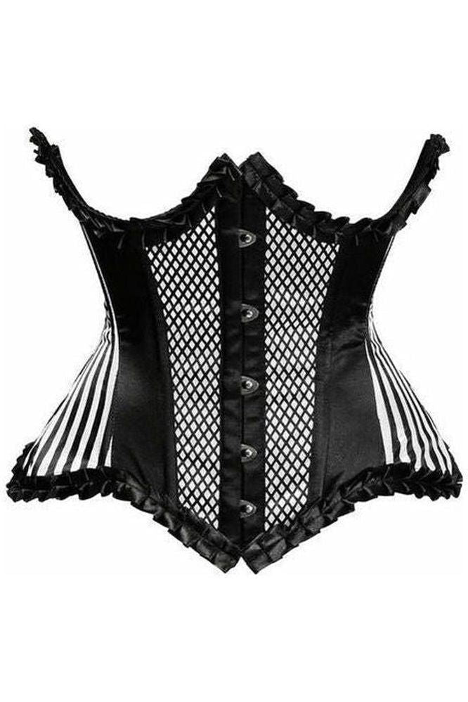 Top Drawer White Burlesque Underwire Curvy Cut Waist Cincher Corset - Daisy Corsets