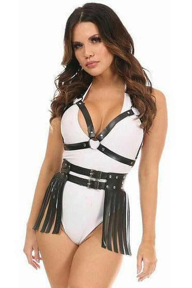 Vegan Matte Black Halter Bra Harness - Daisy Corsets