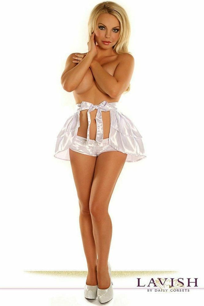 White Satin Layered Ruffle Skirt - Daisy Corsets