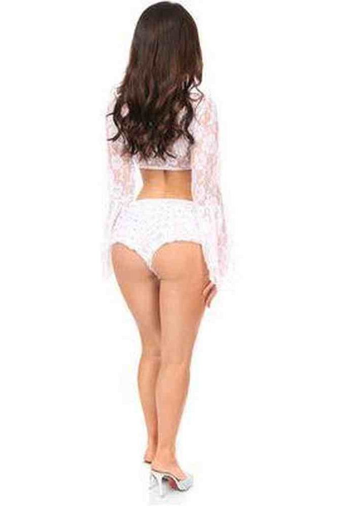 White Sheer Lace Peasant Top w/Bell Sleeves - Daisy Corsets